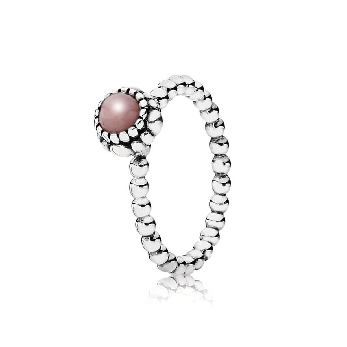 October Pandora Gemstone Rings Birthday Blooms October Pink Opal