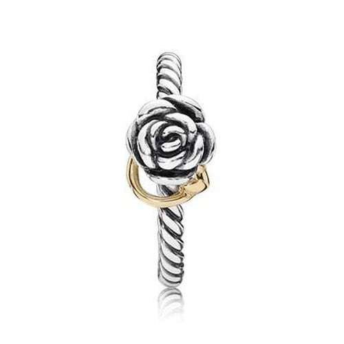 Rose & Heart 14K Gold & Sterling Silver Ring - 190860-Pandora-Renee Taylor Gallery