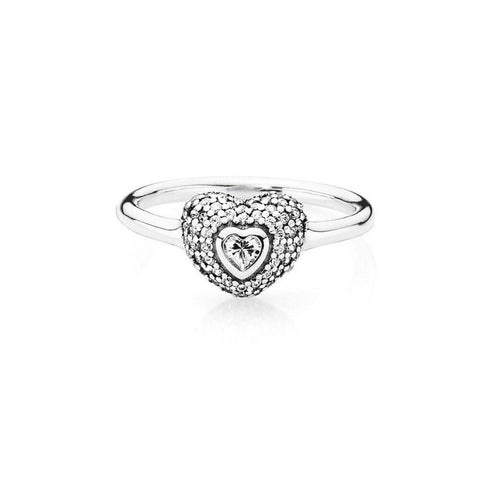 アクセサリー M's Collection/Heart Cylinder, PD Pandora Jewelry Clear Heart Beaded Ring Authentic 190896CZ