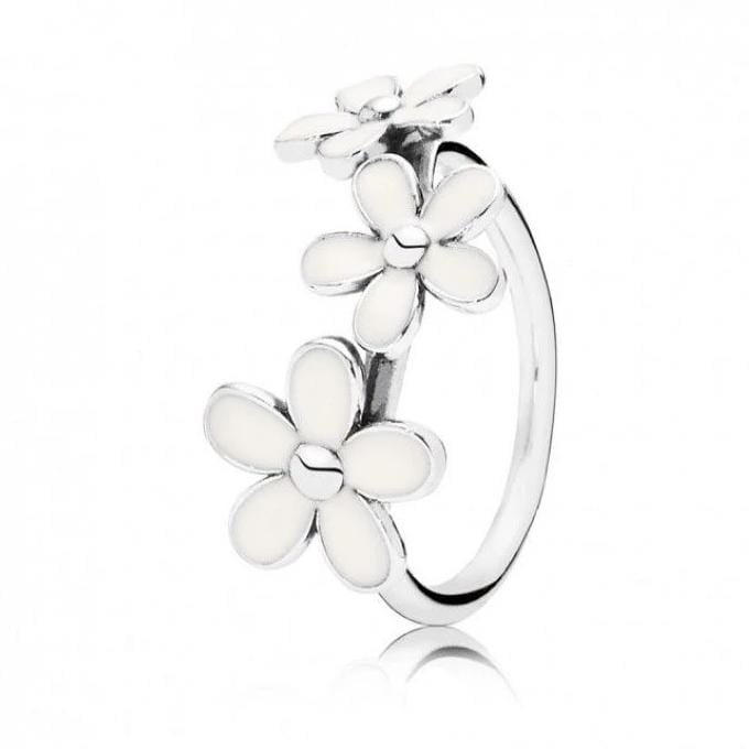Darling Daisies White Enamel Ring - 190900EN12-Pandora-Renee Taylor Gallery