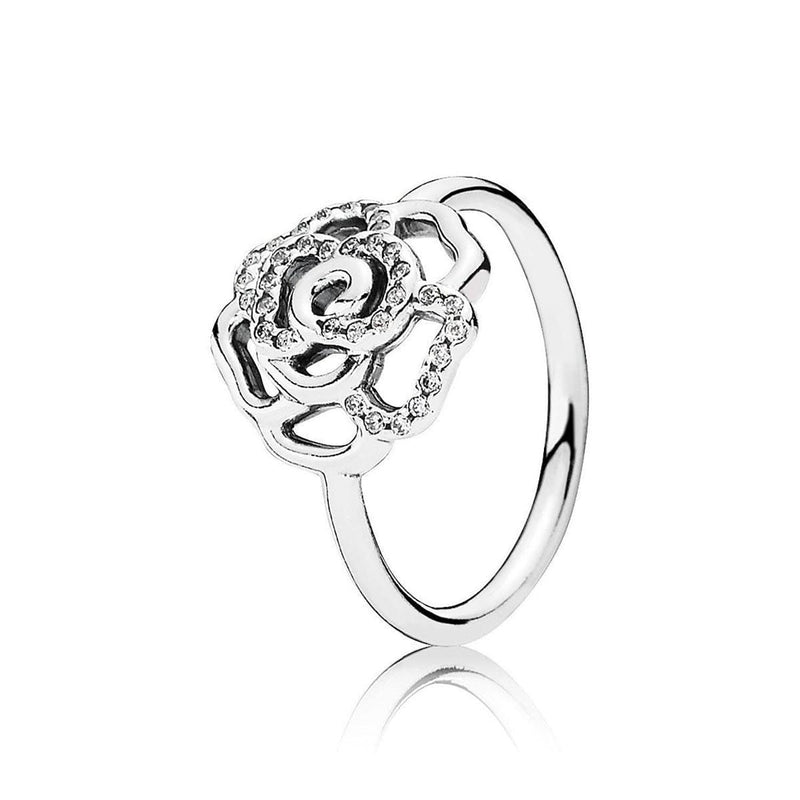 Shimmering Delicate Rose Clear Cubic Zirconia Ring - 190949CZ-Pandora-Renee Taylor Gallery