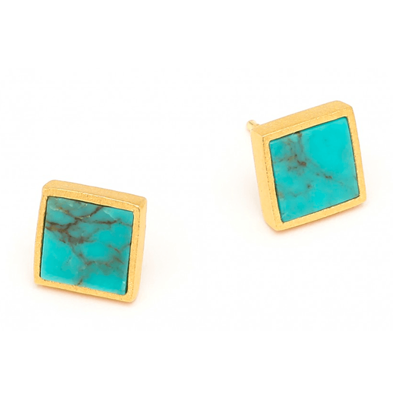 Planos Blue Turquoise Pin Earrings - 19523256-Bernd Wolf-Renee Taylor Gallery