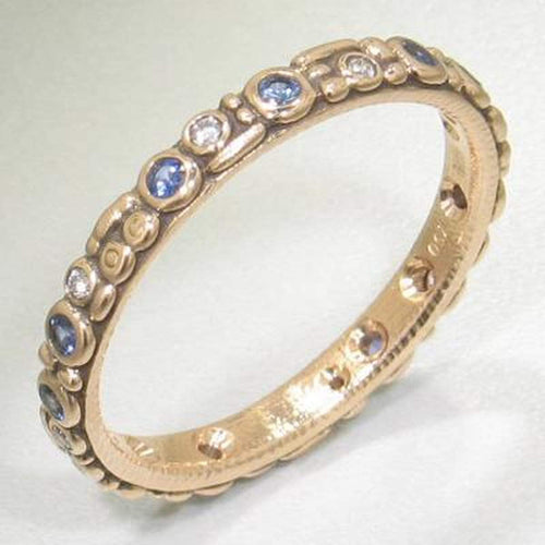 18K Mini 62 Sapphire & Diamond Rose Gold Band - R-117RS-Alex Sepkus-Renee Taylor Gallery