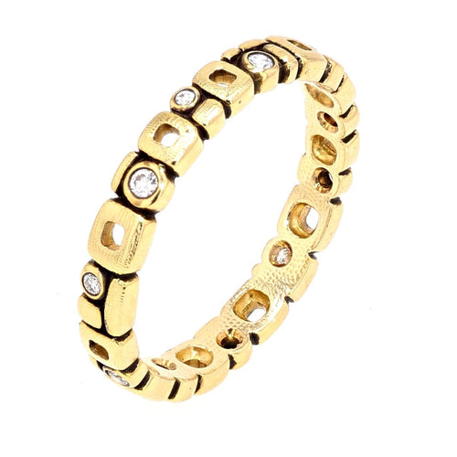 18K Yellow Gold Micro Windows Diamond Band - R-119-Alex Sepkus-Renee Taylor Gallery