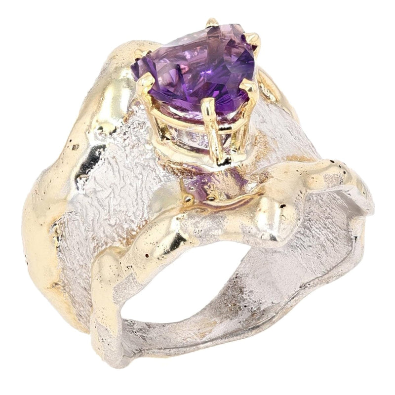 14K Gold & Crystalline Silver Amethyst Ring - 19832-Shelli Kahl-Renee Taylor Gallery