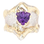 14K Gold & Crystalline Silver Amethyst Ring - 19832-Shelli Kahl-Renee Taylor Gallery