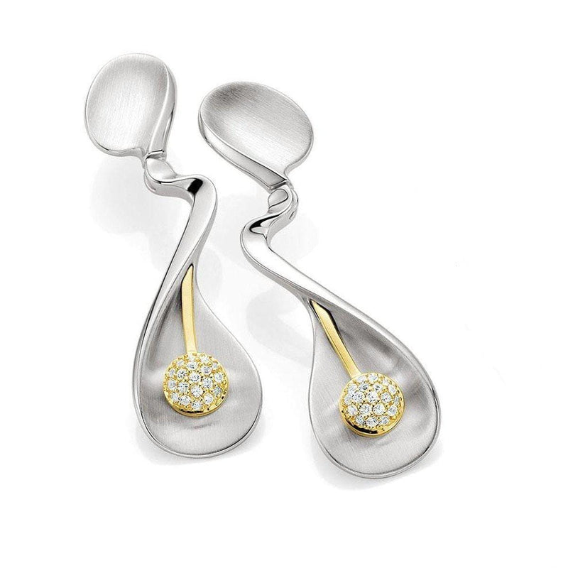 Yellow Gold Plated Sterling Silver White Sapphire Earrings - 12/01998-Breuning-Renee Taylor Gallery
