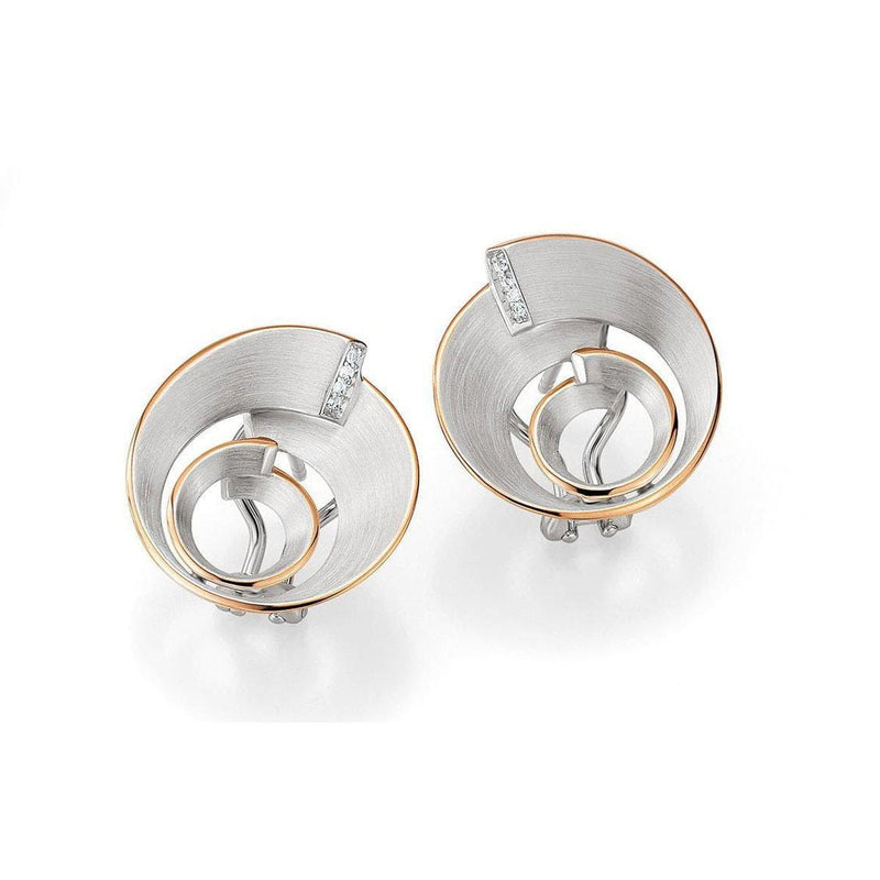 Rose Gold Plated Sterling Silver White Sapphire Earrings - 02/03667-Breuning-Renee Taylor Gallery