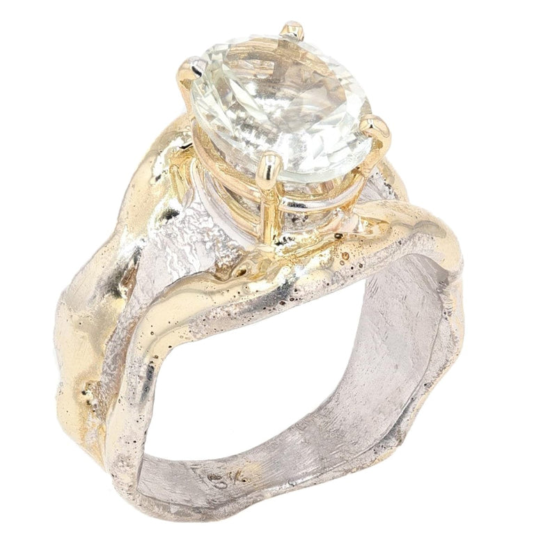 14K Gold & Crystalline Silver Prasiolite Ring - 21927-Shelli Kahl-Renee Taylor Gallery