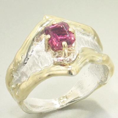 14K Gold & Crystalline Silver Pink Tourmaline Ring - 21948-Shelli Kahl-Renee Taylor Gallery