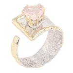 14K Gold & Crystalline Silver Rose Quartz Ring - 23094-Shelli Kahl-Renee Taylor Gallery