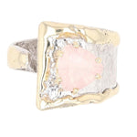 14K Gold & Crystalline Silver Rose Quartz Ring - 23094-Shelli Kahl-Renee Taylor Gallery