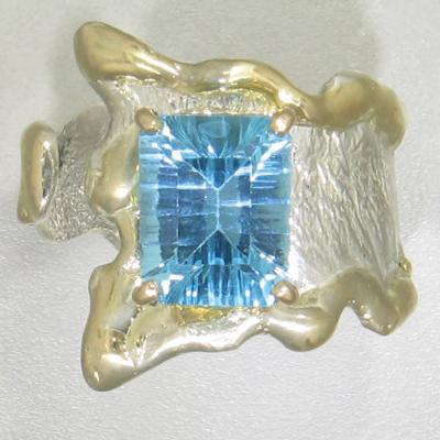 14K Gold & Crystalline Silver Blue Topaz Ring - 23154-Shelli Kahl-Renee Taylor Gallery