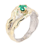 14K Gold & Crystalline Silver Emerald Ring - 23177-Shelli Kahl-Renee Taylor Gallery