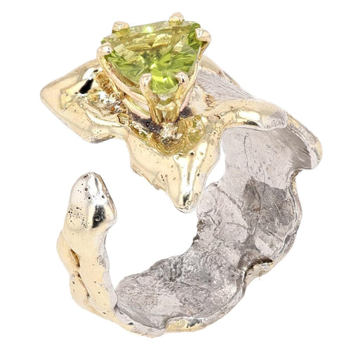 14K Gold & Crystalline Silver Peridot Ring - 23202-Shelli Kahl-Renee Taylor Gallery