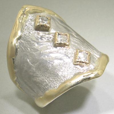 14K Gold & Crystalline Silver Diamond Ring - 23274-Shelli Kahl-Renee Taylor Gallery