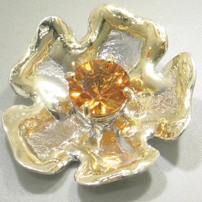 14K Gold & Crystalline Silver Citrine Flower Pendant- 23857-Shelli Kahl-Renee Taylor Gallery