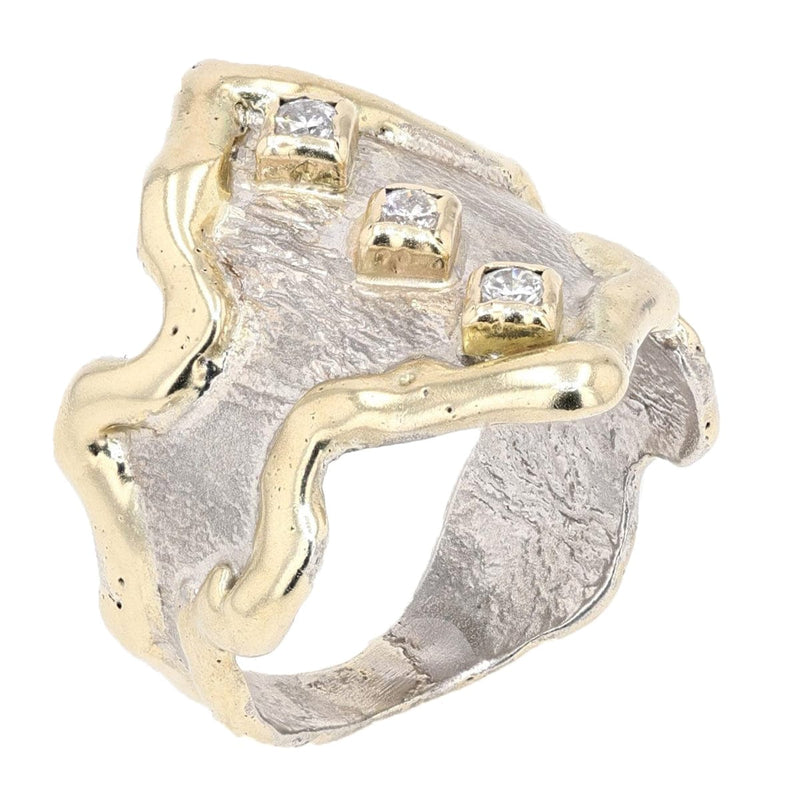 14K Gold & Crystalline Silver Diamond Ring - 23871-Shelli Kahl-Renee Taylor Gallery