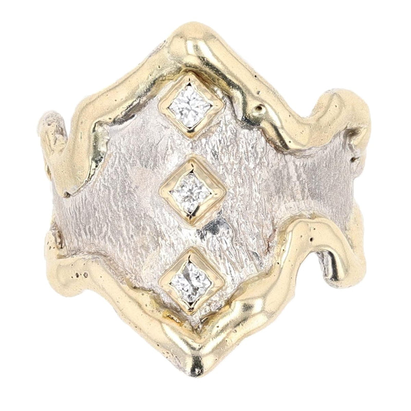 14K Gold & Crystalline Silver Diamond Ring - 23871-Shelli Kahl-Renee Taylor Gallery