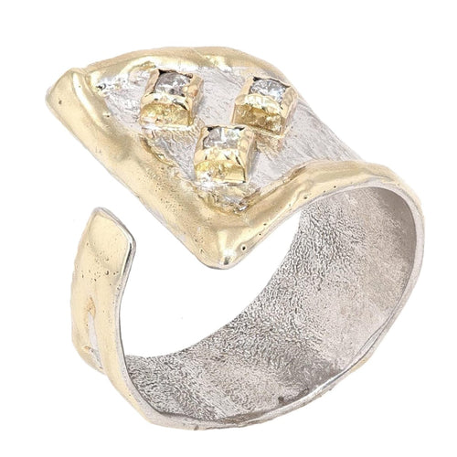 14K Gold & Crystalline Silver Diamond Ring - 23872-Shelli Kahl-Renee Taylor Gallery