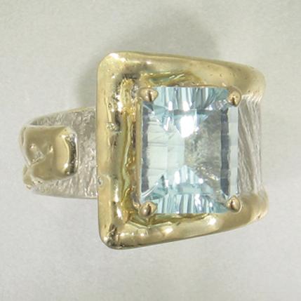 14K Gold & Crystalline Silver Sky Blue Topaz Ring - 24094-Shelli Kahl-Renee Taylor Gallery