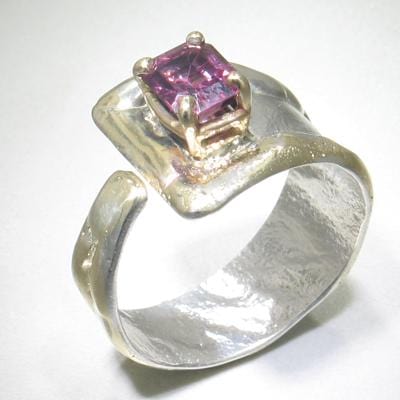 14K Gold & Crystalline Silver Garnet Ring - 24630-Shelli Kahl-Renee Taylor Gallery