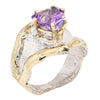 14K Gold & Crystalline Silver Amethyst Ring - 25179-Shelli Kahl-Renee Taylor Gallery