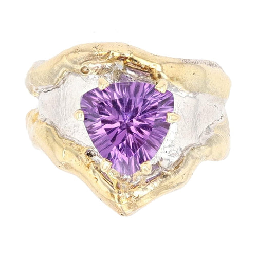 14K Gold & Crystalline Silver Amethyst Ring - 25179-Shelli Kahl-Renee Taylor Gallery