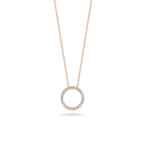 18k Rose Gold & Diamond Circle Necklace - 001258AXCHX0-Roberto Coin-Renee Taylor Gallery
