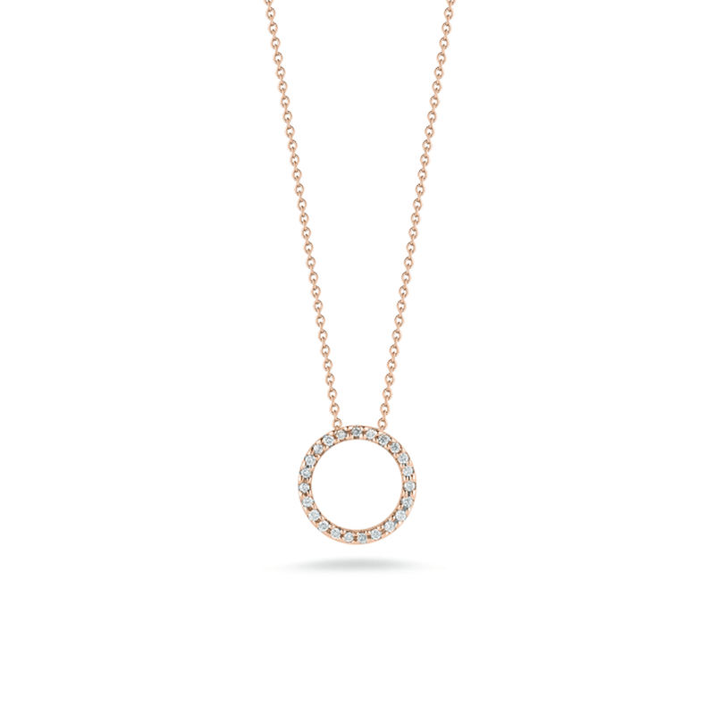18k Rose Gold & Diamond Circle Necklace - 001258AXCHX0-Roberto Coin-Renee Taylor Gallery
