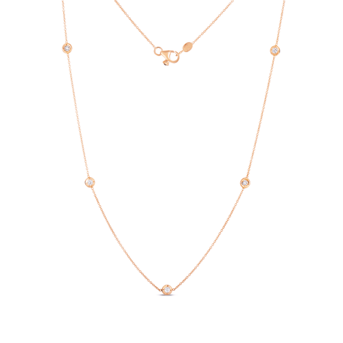 18k Rose Gold & Diamond 5 Station Necklace - 001316AXCHD0-Roberto Coin-Renee Taylor Gallery