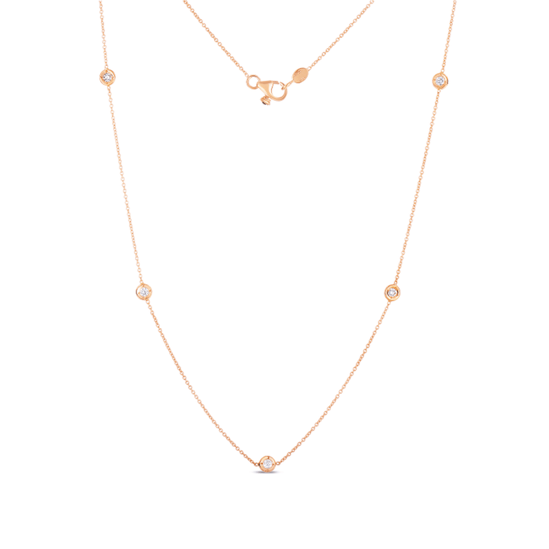 18k Rose Gold & Diamond 5 Station Necklace - 001316AXCHD0-Roberto Coin-Renee Taylor Gallery