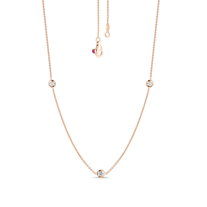 18k Rose Gold & Diamond 3 Station Necklace - 001317AXCHD0-Roberto Coin-Renee Taylor Gallery