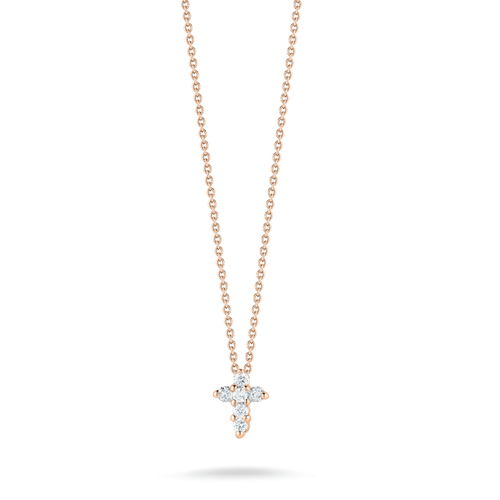 18k Rose Gold & Diamond Baby Cross Necklace - 001883AXCHX0-Roberto Coin-Renee Taylor Gallery