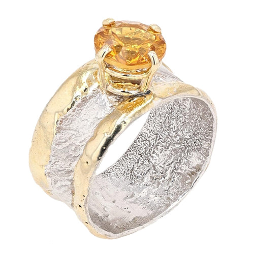 14K Gold & Crystalline Silver Citrine Ring - 25379-Shelli Kahl-Renee Taylor Gallery