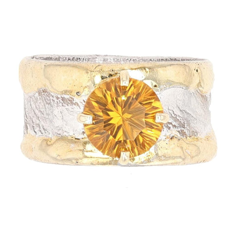 14K Gold & Crystalline Silver Citrine Ring - 25379-Shelli Kahl-Renee Taylor Gallery