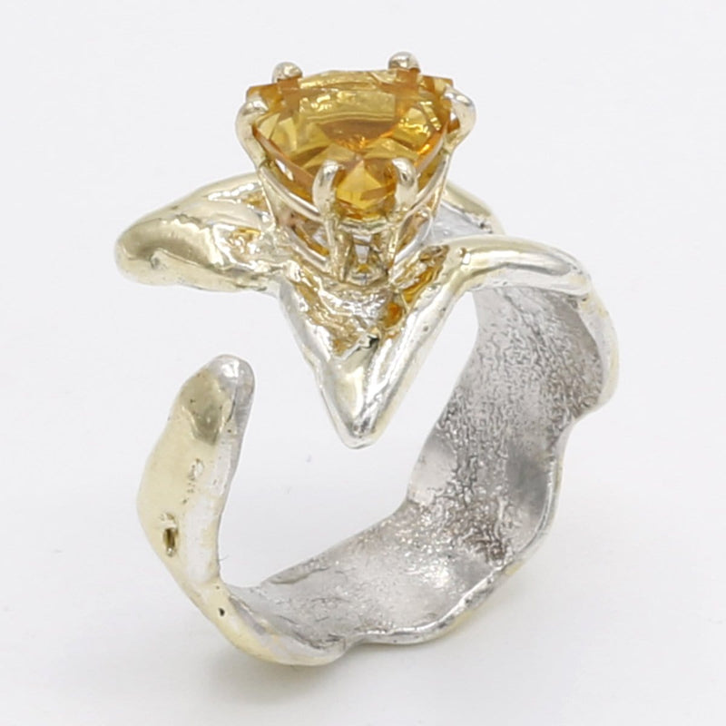 14K Gold & Crystalline Silver Citrine Ring - 25380-Shelli Kahl-Renee Taylor Gallery