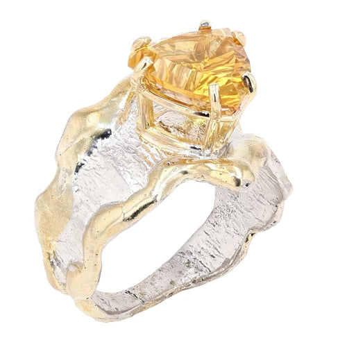 14K Gold & Crystalline Silver Citrine Ring - 25381-Shelli Kahl-Renee Taylor Gallery