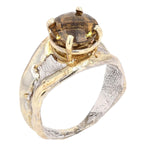 14K Gold & Crystalline Silver Cognac Quartz Ring - 25450-Shelli Kahl-Renee Taylor Gallery