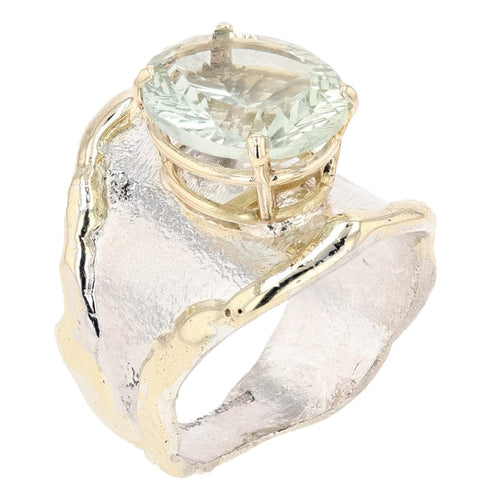 14K Gold & Crystalline Silver Prasiolite Ring - 2587-Charles Duncan-Renee Taylor Gallery