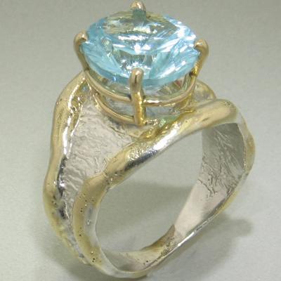 14K Gold & Crystalline Silver Sky Blue Topaz Ring - 26319-Shelli Kahl-Renee Taylor Gallery