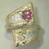 14K Gold & Crystalline Silver Diamond & Pink Tourmaline Ring - 26335-Shelli Kahl-Renee Taylor Gallery