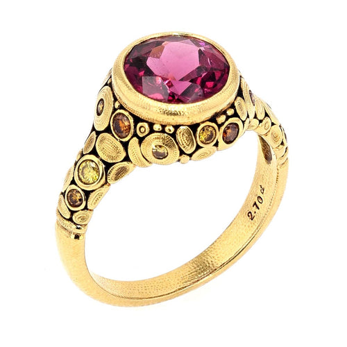 18K Circle Rhodolite & Diamond Ring - R-84DC-Alex Sepkus-Renee Taylor Gallery