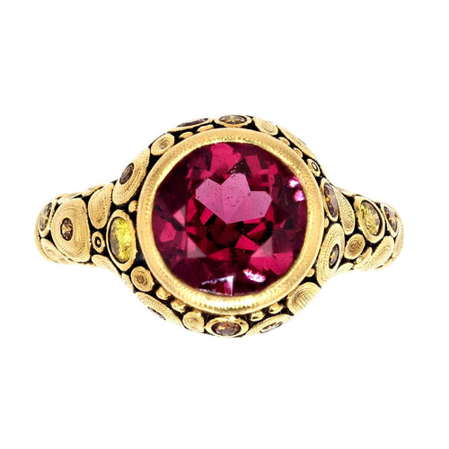 18K "Circle Set" Rhodolite & Diamond Ring - R-84DC-Alex Sepkus-Renee Taylor Gallery