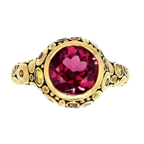 18K Circle Rhodolite & Diamond Ring - R-84DC-Alex Sepkus-Renee Taylor Gallery