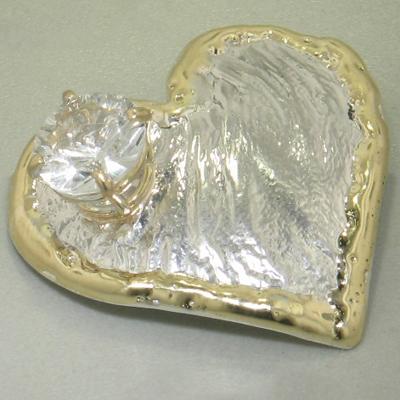 14K Gold & Crystalline Silver White Topaz Heart Pendant - 26652-Shelli Kahl-Renee Taylor Gallery