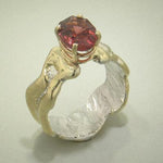 14K Gold & Crystalline Silver Garnet Ring - 27148-Shelli Kahl-Renee Taylor Gallery