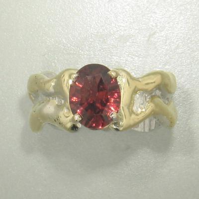 14K Gold & Crystalline Silver Garnet Ring - 27148-Shelli Kahl-Renee Taylor Gallery