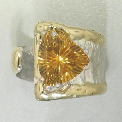 14K Gold & Crystalline Silver Citrine Ring - 27296-Shelli Kahl-Renee Taylor Gallery