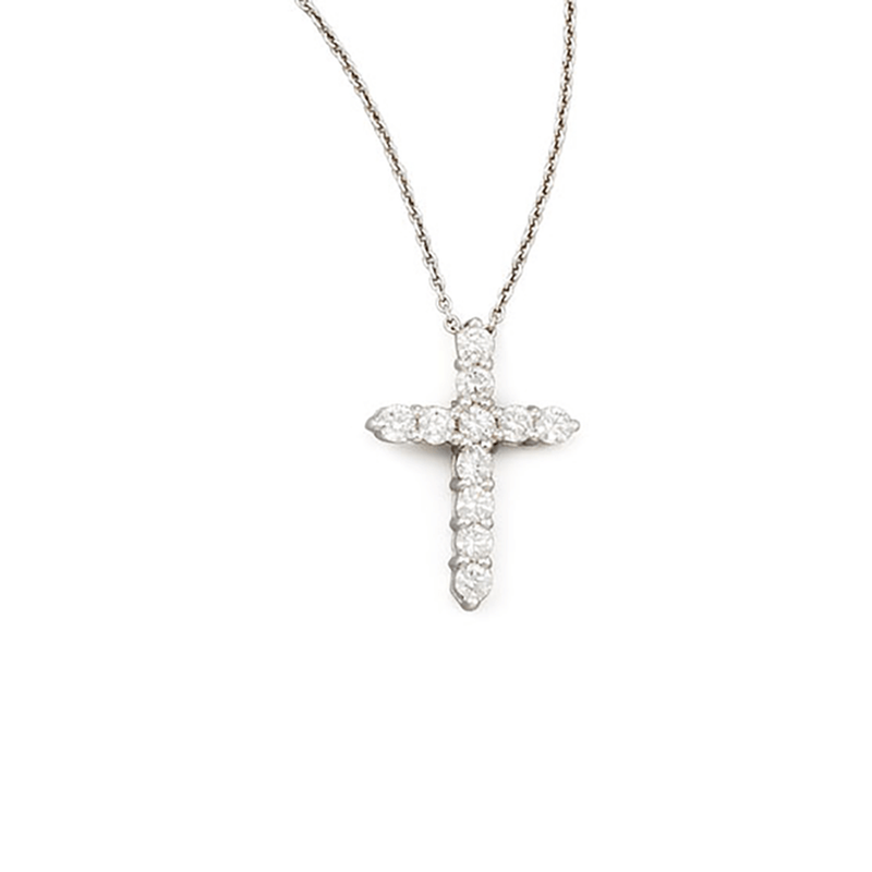 18k Yellow Gold & Diamond Cross Pendant Chain Necklace - 001858AYCHX0-Roberto Coin-Renee Taylor Gallery